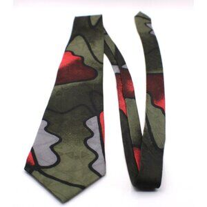 Vintage Sinsabang 100% Pure Silk NeckTie Green/Red/Gray Abstract Pattern Cleaned
